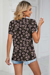 Explore More Collection - Floral V-Neck Short Sleeve T-Shirt