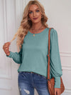 Explore More Collection - Round Neck Lantern Sleeve Blouse