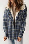 Explore More Collection - Plaid Snap Down Hooded Jacket