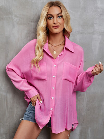 Explore More Collection - Pocketed Button Up Long Sleeve Shirt