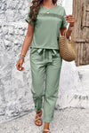 Explore More  Collection - Round Neck Short Sleeve Top and Pants Set