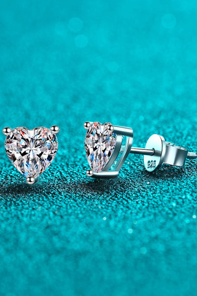 Explore More Collection - 2 Carat Moissanite Heart-Shaped Stud Earrings
