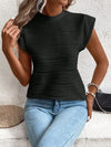 Explore More Collection - Mock Neck Cap Sleeve T-Shirt