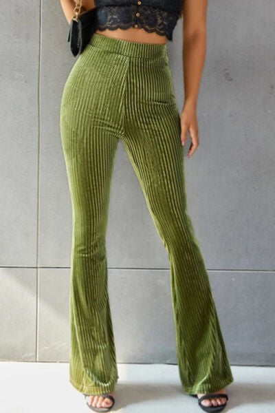 Explore More Collection - Ribbed High Waist Flare Pants