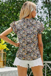 Explore More Collection - Floral Notched Flutter Sleeve T-Shirt