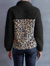 Explore More Collection - Leopard Quarter-Snap Teddy Sweatshirt
