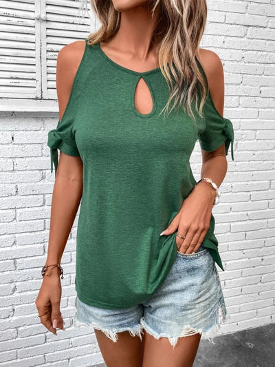 Explore More Collection - Keyhole Cold Shoulder T-Shirt