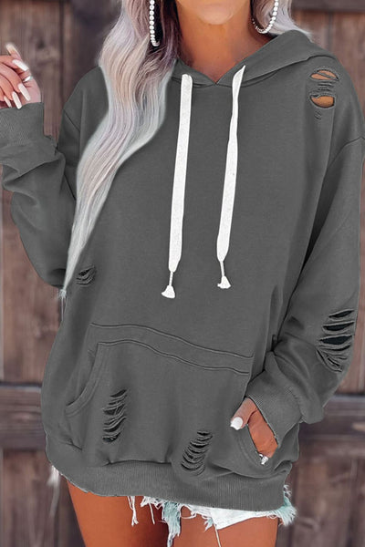 Explore More Collection - Cutout Dropped Shoulder Hoodie