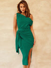 Explore More Collection - Slit Tied Single Shoulder Dress