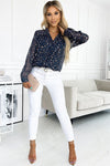 Explore More Collection - Leopard V-Neck Long Sleeve Shirt