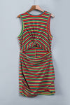 Explore More Collection - Cutout Striped Round Neck Sleeveless Dress