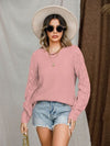 Explore More Collection - Openwork Round Neck Raglan Sleeve Sweater