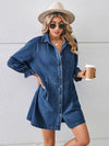 Explore More Collection - Button Up Flounce Sleeve Mini Denim Dress