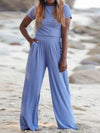 Explore More Collection - Round Neck Short Sleeve Top and Pocketed Pants Set