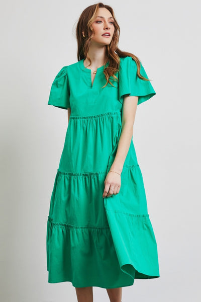 Explore More Collection - HEYSON Full Size Cotton Poplin Ruffled Tiered Midi Dress