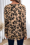 Explore More Collection - Leopard V-Neck Dropped Shoulder Blouse