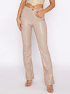 Explore More Collection - Leather High Waist Straight Pants