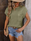 Explore More Collection - Pocketed Round Neck Cap Sleeve Sweater