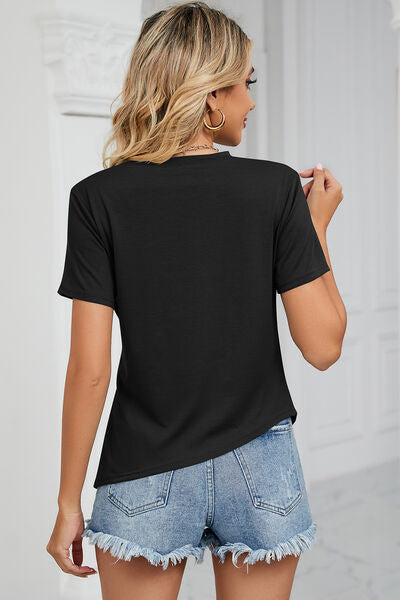 Explore More Collection - Ruched Round Neck Short Sleeve T-Shirt