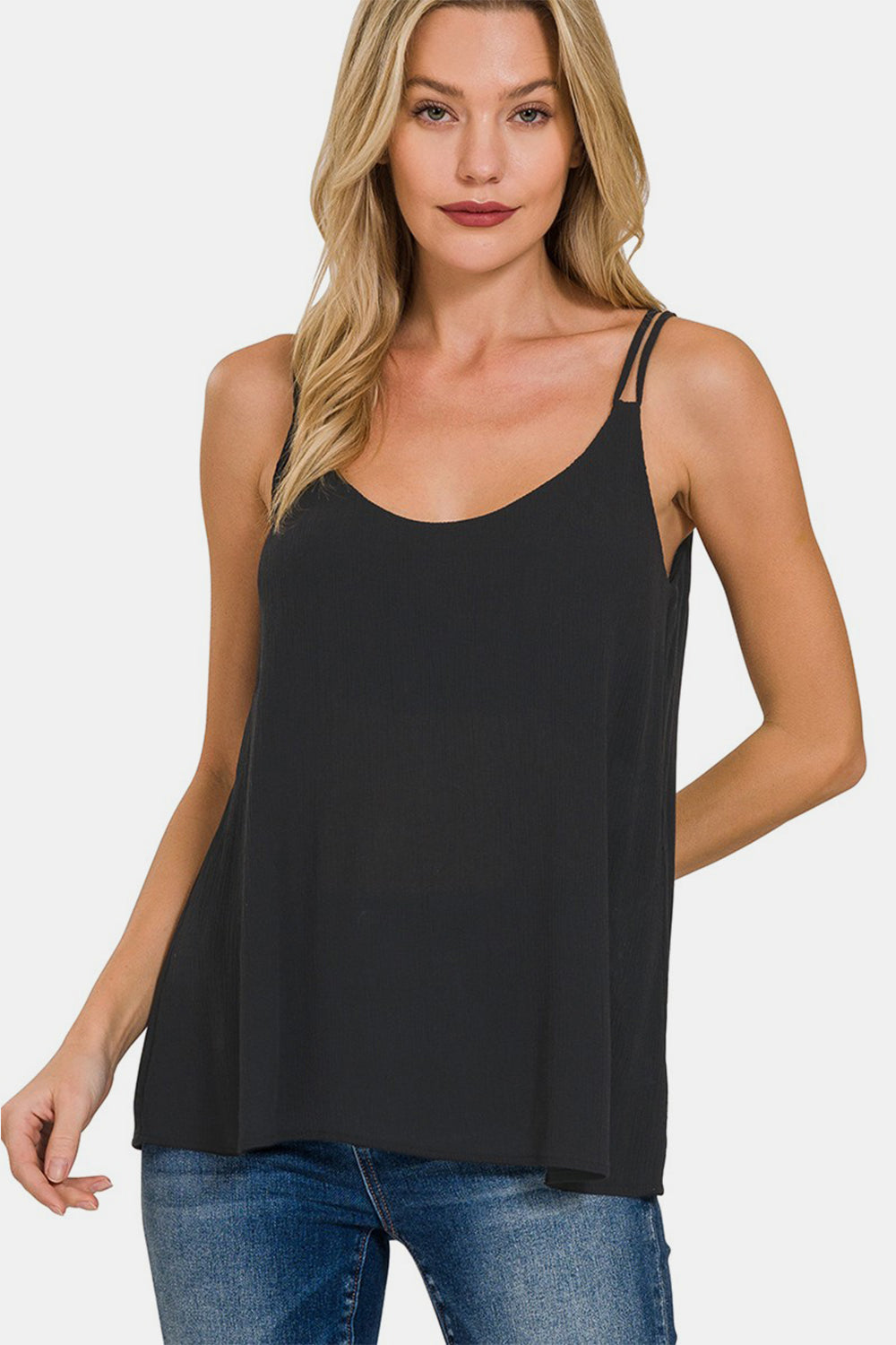Explore More Collection - Zenana Woven Double Spaghetti Strap V-Neck Cami