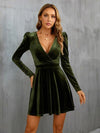 Explore More Collection - Surplice Puff Sleeve Mini Dress