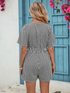 Explore More Collection - Pocketed Striped V-Neck Half Sleeve Romper