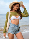 Explore More Collection - Distressed Boat Neck Long Sleeve Cover Up