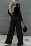 Explore More Collection - Round Neck Long Sleeve Top and Elastic Waist Pants Set