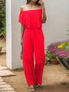 Explore More Collection - Off-Shoulder Wide Leg Jumpsuit