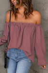 Explore More Collection - Frill Off-Shoulder Flounce Sleeve Blouse