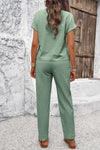 Explore More  Collection - Round Neck Short Sleeve Top and Pants Set