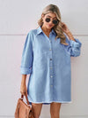 Explore More Collection - Raw Hem Button Up Denim Dress