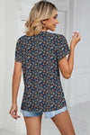 Explore More Collection - Floral V-Neck Short Sleeve T-Shirt