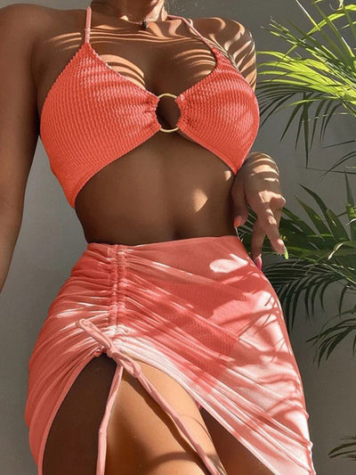 Explore More  Collection - Tied Halter Neck Three-Piece Swim Set