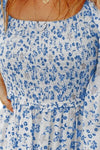 Explore More Collection - Smocked Floral Square Neck Balloon Sleeve Dress