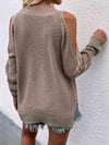 Explore More Collection - Cable-Knit Cold Shoulder Sweater