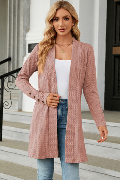 Explore More Collection - Open Front Long Sleeve Cardigan