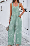 Explore More Collection - Printed Wide Strap Jumpsuit with Pockets