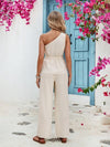 Explore More Collection - Single Shoulder Tie Waist Top and Pants Set