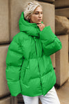 Explore More Collection - Pocketed Zip Up Hooded Puffer Jacket