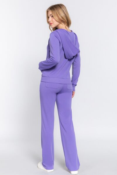 Explore More Collection - ACTIVE BASIC French Terry Zip Up Hoodie and Drawstring Pants Set