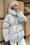 Explore More Collection - Pocketed Zip Up Hooded Puffer Jacket