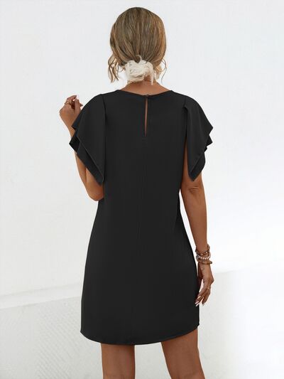 Explore More Collection - Round Neck Flutter Sleeve Mini Dress