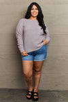 Explore More Collection - Zenana Breezy Days Plus Size High Low Waffle Knit Sweater
