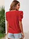 Explore More Collection - Eyelet Round Neck Puff Sleeve Blouse