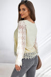 Explore More Collection - Lace Detail V-Neck Long Sleeve Blouse