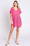 Explore More Collection - GeeGee Short Sleeve Side Slit Knit Cover Up Dress