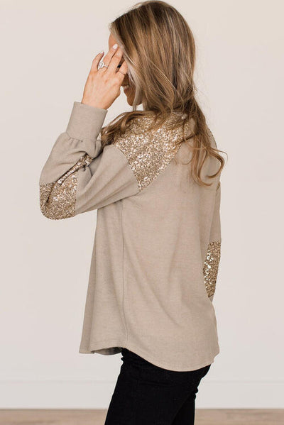 Explore More Collection - Sequin Round Neck Long Sleeve T-Shirt