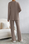 Explore More Collection - Ribbed V-Neck Top and Pants Set