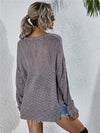 Explore More Collection - Notched Neck Slit Knit Top
